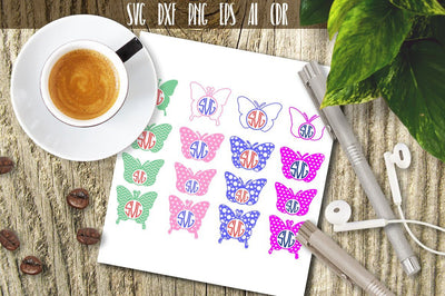 Butterflies SVG, Round Monogram SVG VectorSVGdesign 