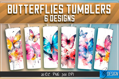 Butterflies Tumblers Wrap 20 oz v.1 Sublimation Fly Design 