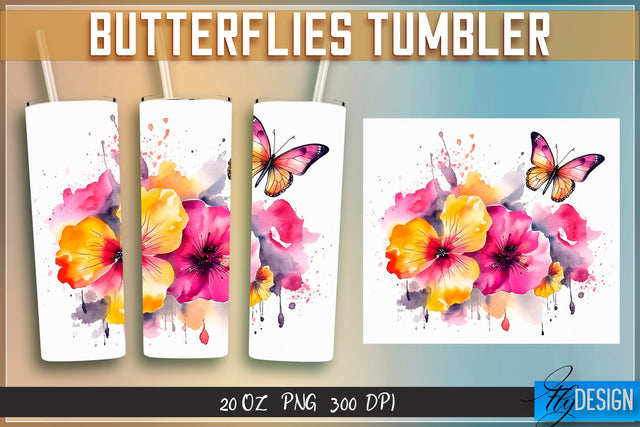 Butterflies Tumblers Wrap 20 oz v.1 Sublimation Fly Design 