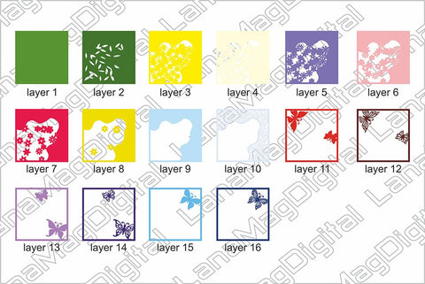 Butterflies with flowers svg Layered butterfly svg Papercraft 3D Paper LanaMagDigital 