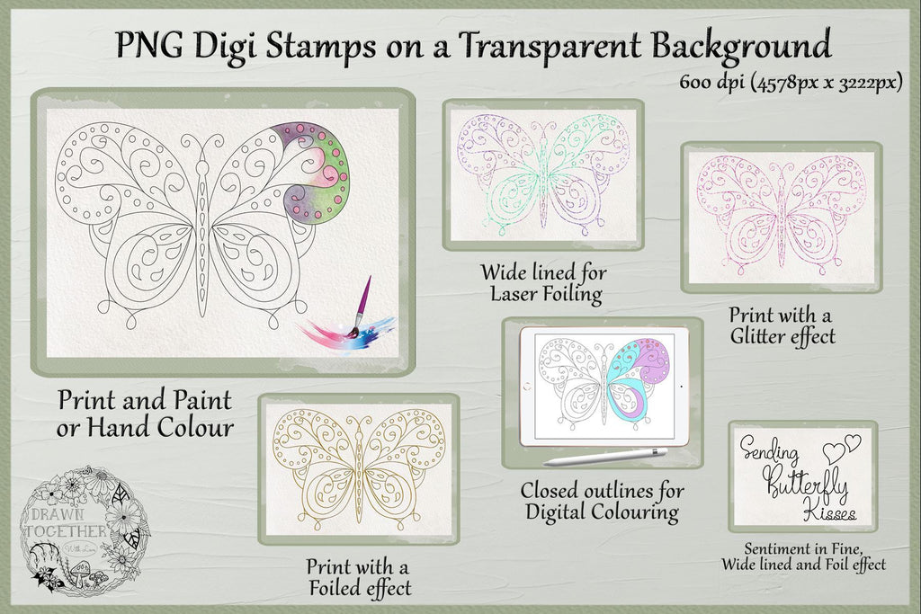 Butterfly 1 - Illustrations|Single line design|Digi|Card Kit|Bundle ...