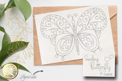 Butterfly 1 - Illustrations|Single line|Digi|Card Kit|Bundle SVG DrawnTogether with love 