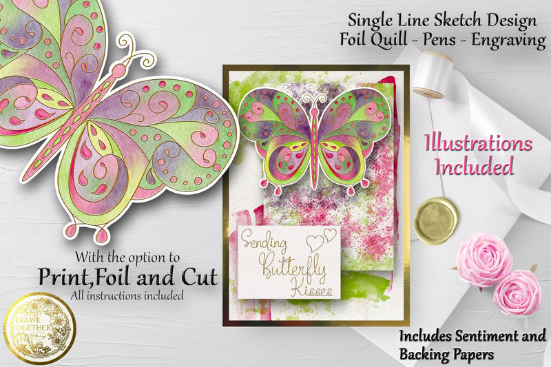 Butterfly 1 - Print, Foil n Cut - Single line Sketch SVG DrawnTogether with love 