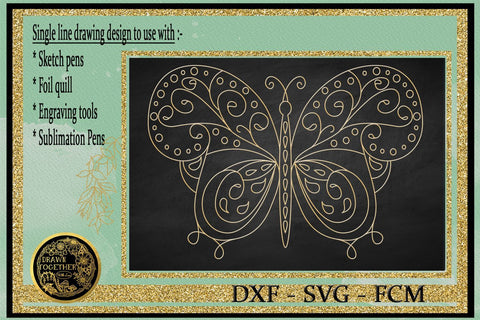 Butterfly 1 - Single line for Foil Quill Sketch DESIGN DrawnTogether with love 