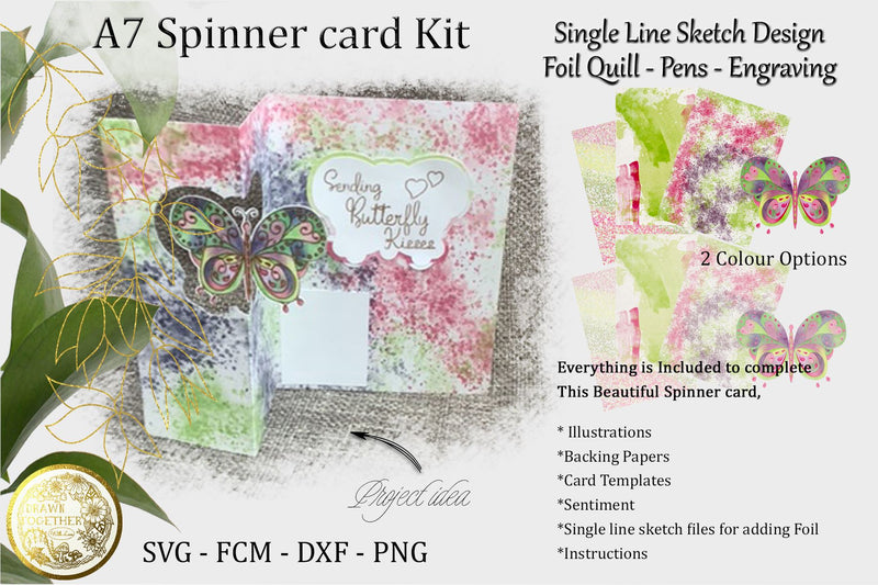 Butterfly 1- Z-Fold Spinner card Kit Sketch DESIGN DrawnTogether with love 