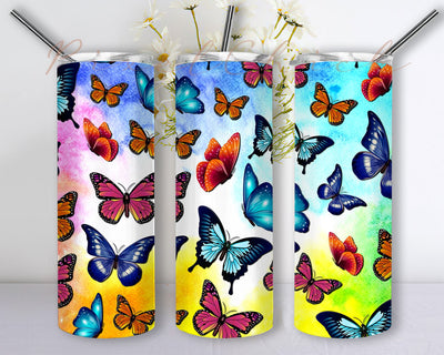 Butterfly 20oz Skinny Tumbler Sublimation Designs Butterflies Floral Tumbler for Straight/Tapered Tumbler Design, PNG Digital Download Sublimation PixelChick 