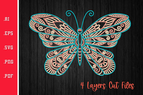 Butterfly - 3D Layered SVG Cut Files v1 SVG Slim Studio 