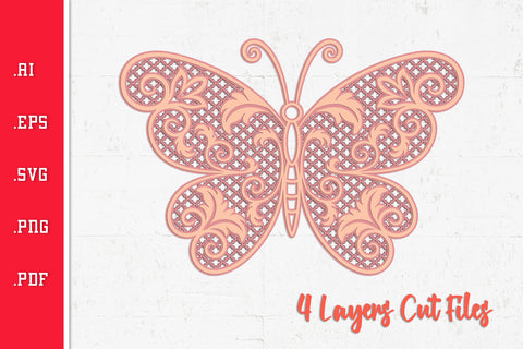 Butterfly - 3D Layered SVG Cut Files v2 SVG Slim Studio 