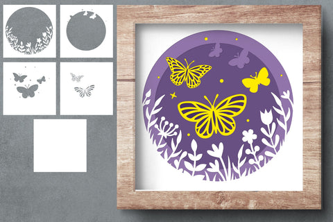 Butterfly 3d paper cut layered, shadow box svg SVG Digital Rainbow Shop 