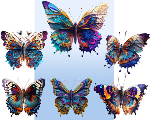 Butterfly Abstract, 6 Transparent PNG Images Sublimation nikola 