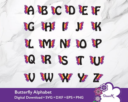 Butterfly Alphabet Bundle - Add a Pop of Color and Personalization SVG DawnKDesigns 