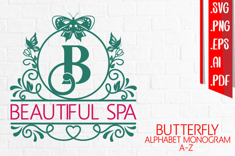 Butterfly Alphabet Monogram A-Z Bundle svg eps ai png pdf SVG zafrans studio 