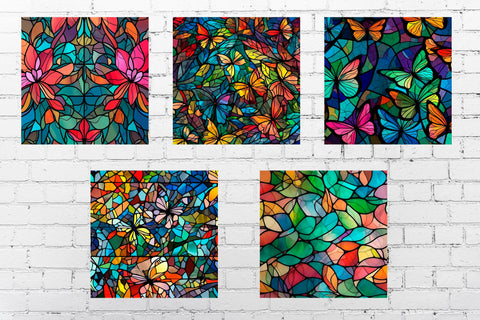 Butterfly and flowers stained glass png, Square coaster sublimation Sublimation AnastasiyaArtDesign 