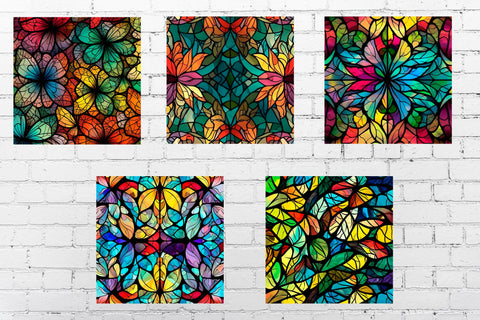 Butterfly and flowers stained glass png, Square coaster sublimation Sublimation AnastasiyaArtDesign 