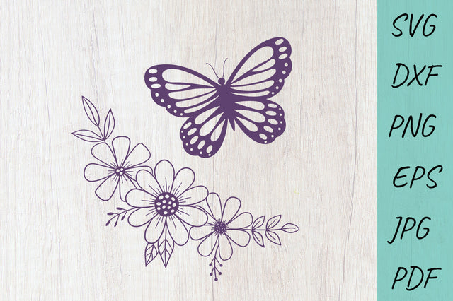 Butterfly and flowers SVG, Butterfly SVG, Flower SVG SVG Irina Ostapenko 