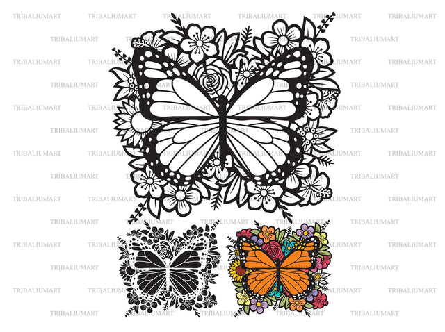 Butterfly and flowers SVG TribaliumArtSF 