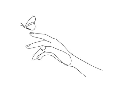 Butterfly and hand ,One Line Art machine embroidery, 4 sizes , instant download Embroidery/Applique DESIGNS ArtEMByNatalia 