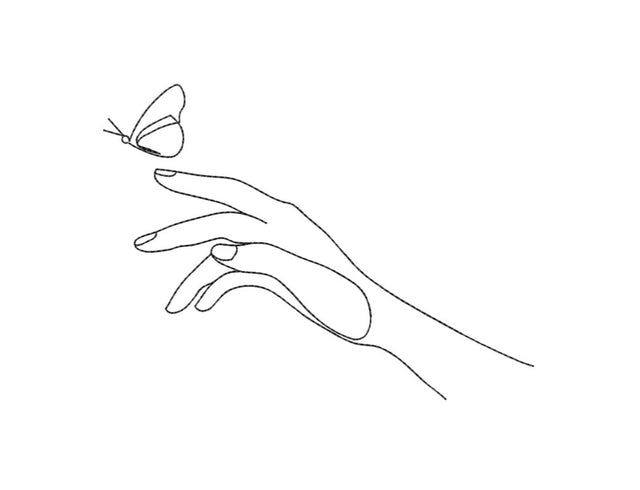 Butterfly and hand ,One Line Art machine embroidery, 4 sizes , instant download Embroidery/Applique DESIGNS ArtEMByNatalia 