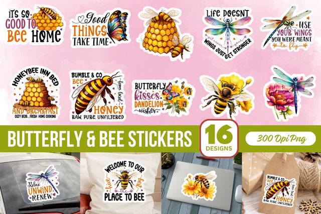 Butterfly & Bee Stickers Bundle Sublimation Regulrcrative 