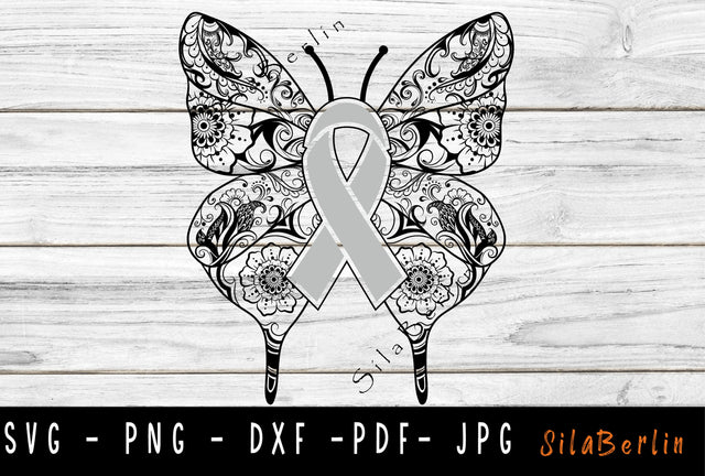 Butterfly Brain Cancer SVG, Brain Cancer svg, Brain Cancer Awareness Svg, Grey Ribbon Svg, Brain Cancer png, Svg cut file to use for Cricut SVG SilaBerlin 
