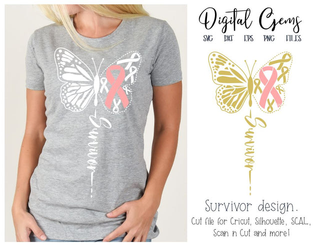 Butterfly breast cancer survivor SVG / DXF / EPS / PNG files SVG Digital Gems 