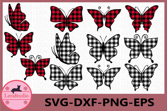 Butterfly Buffalo Plaid Svg SVG Lerastudio 