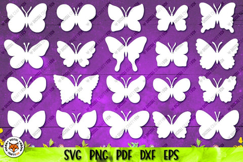 Butterfly Bundle SVG, Butterflies Silhouette Papercut SVG Digital Craftyfox 
