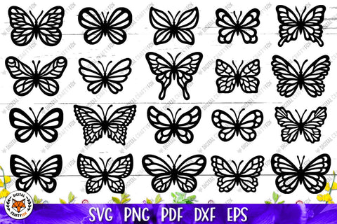Butterfly Bundle SVG, Butterflies Silhouette Papercut SVG Digital Craftyfox 