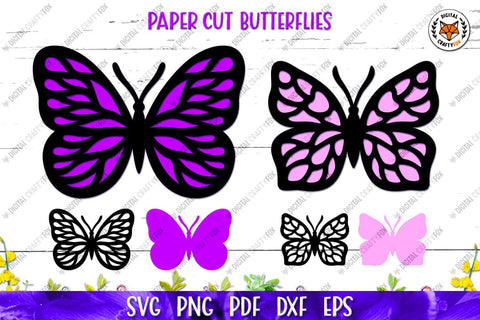 Butterfly Bundle SVG, Butterflies Silhouette Papercut SVG Digital Craftyfox 