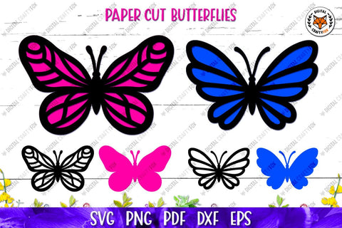 Butterfly Bundle SVG, Butterflies Silhouette Papercut SVG Digital Craftyfox 