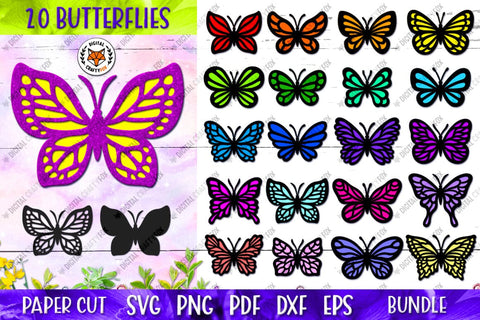 Butterfly Bundle SVG, Butterflies Silhouette Papercut SVG Digital Craftyfox 