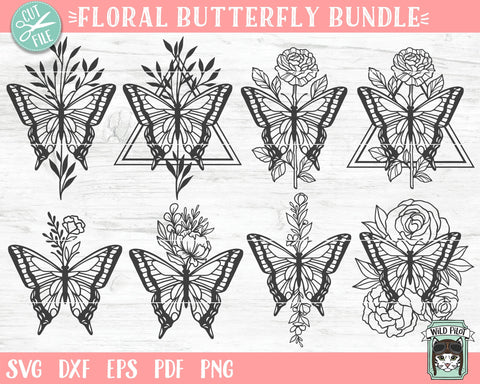 Butterfly Bundle SVG File, Butterfly Floral SVG file, Butterfly Flower svg, Butterflies cut file, Butterfly Wreath svg, Antisocial svg, Leaves svg SVG Wild Pilot 