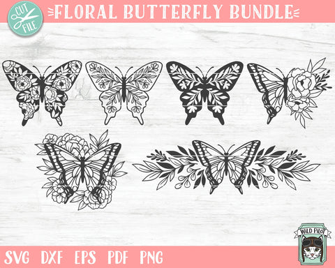 Butterfly Bundle SVG File, Butterfly Floral SVG file, Butterfly Flower svg, Butterflies cut file, Butterfly Wreath svg, Antisocial svg, Leaves svg SVG Wild Pilot 