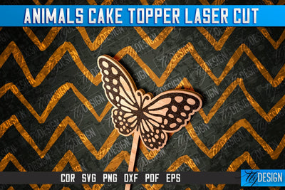Butterfly Cake Topper Laser Cut SVG Design | Laser Cut Design SVG Fly Design 