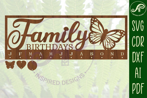 Butterfly Calendar set SVG laser cut file SVG APInspireddesigns 
