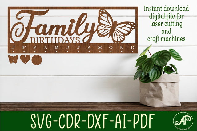 Butterfly Calendar set SVG laser cut file SVG APInspireddesigns 