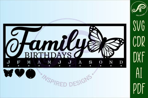 Butterfly Calendar set SVG laser cut file SVG APInspireddesigns 