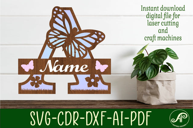 Butterfly Capital Monogram Letter A SVG SVG APInspireddesigns 