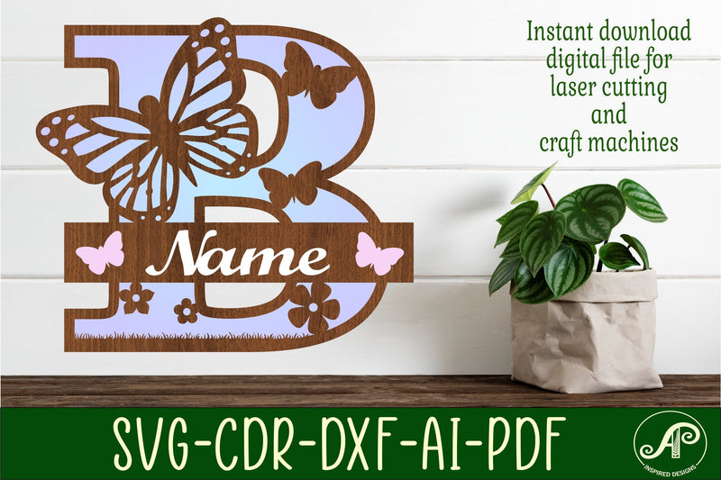 Butterfly Capital Monogram Letter B SVG SVG APInspireddesigns 