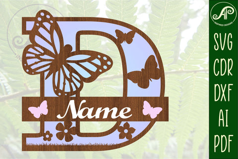 Butterfly Capital Monogram Letter D SVG SVG APInspireddesigns 