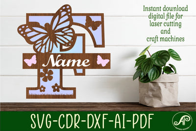 Butterfly Capital Monogram Letter F SVG SVG APInspireddesigns 