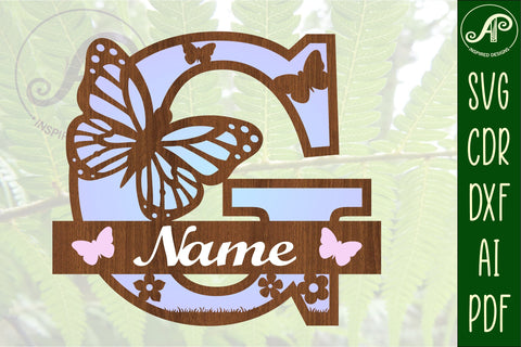 Butterfly Capital Monogram Letter G SVG SVG APInspireddesigns 