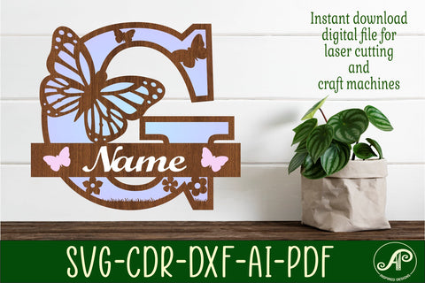 Butterfly Capital Monogram Letter G SVG SVG APInspireddesigns 