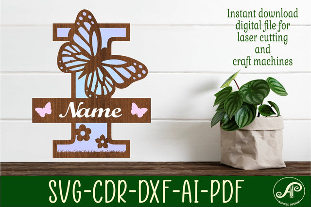 Butterfly Capital Monogram Letter I SVG SVG APInspireddesigns 