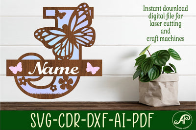Butterfly Capital Monogram Letter J SVG SVG APInspireddesigns 