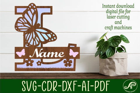 Butterfly Capital Monogram Letter L SVG SVG APInspireddesigns 