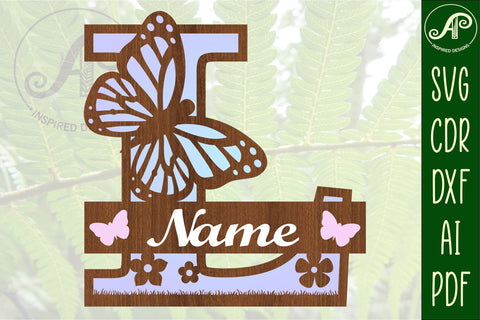 Butterfly Capital Monogram Letter L SVG SVG APInspireddesigns 