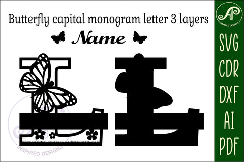 Butterfly Capital Monogram Letter L SVG SVG APInspireddesigns 