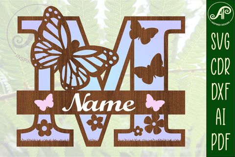 Butterfly Capital Monogram Letter M SVG SVG APInspireddesigns 