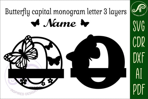 Butterfly Capital Monogram Letter O SVG SVG APInspireddesigns 